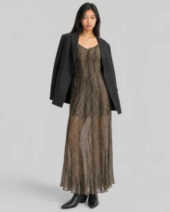 Robe longue imprimé léopard beige