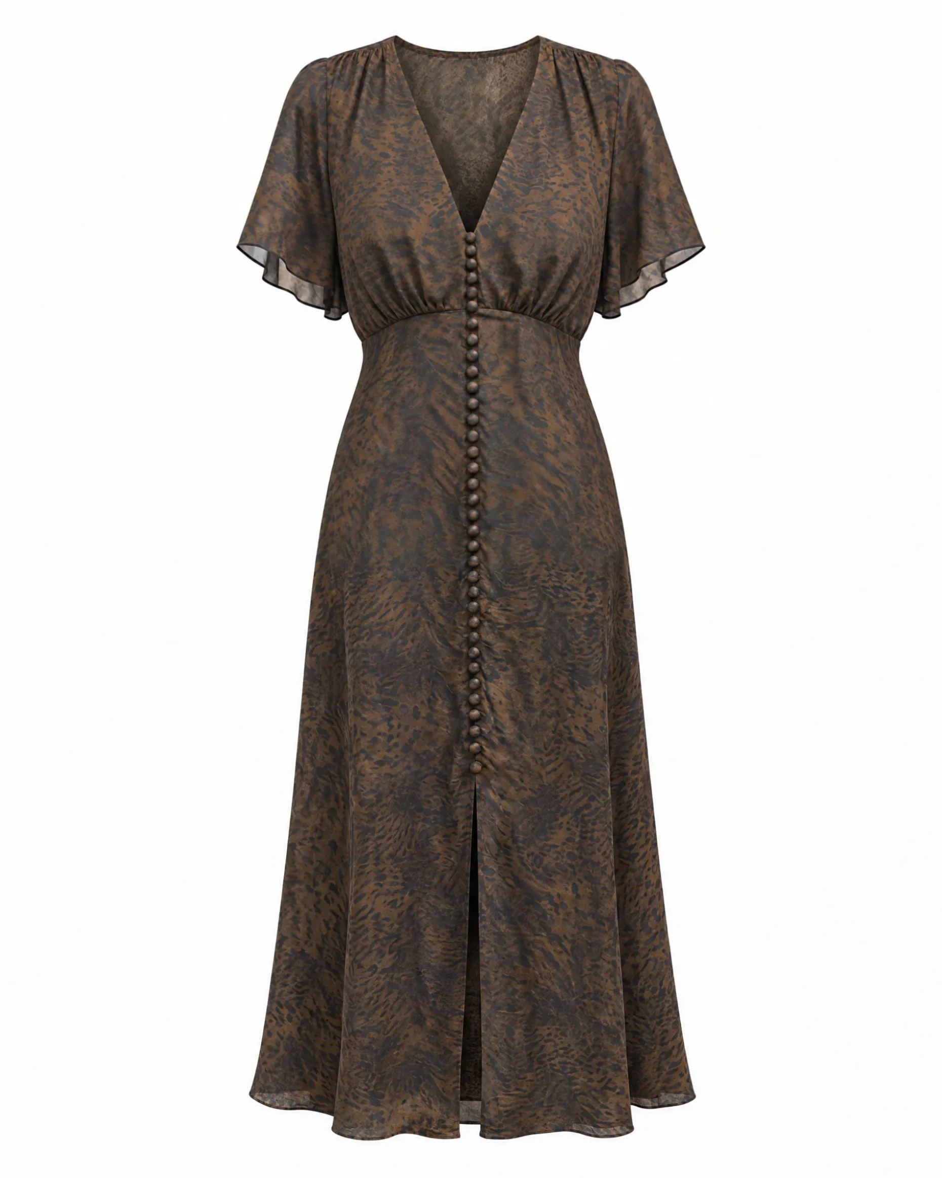 Robe longue imprimé léopard marron