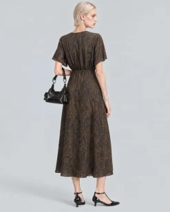 Robe longue imprimé léopard marron