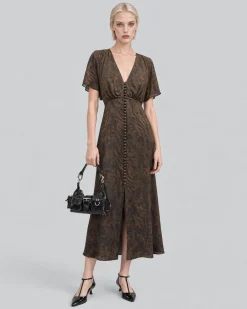 Robe longue imprimé léopard marron
