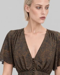 Robe longue imprimé léopard marron