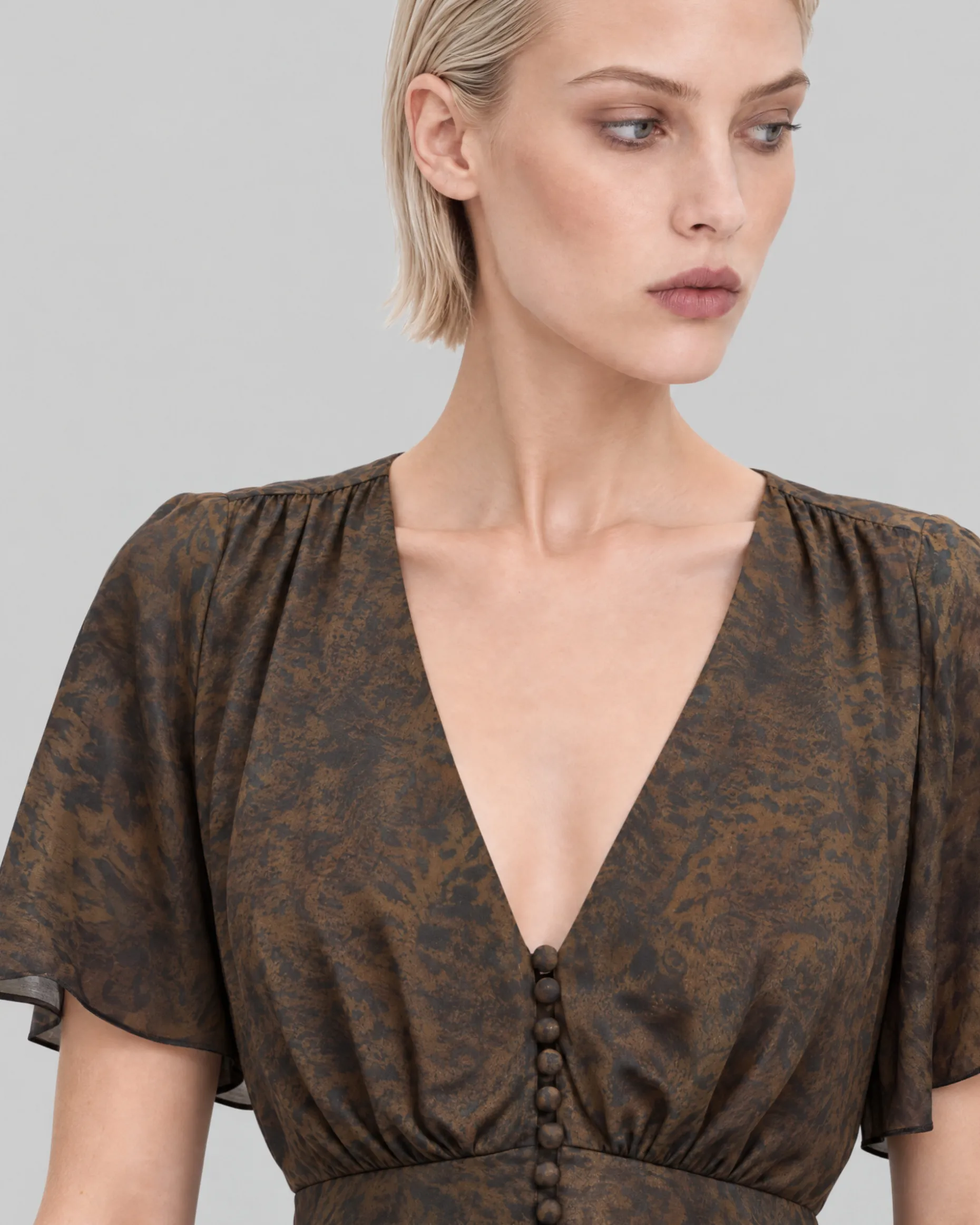 Robe longue imprimé léopard marron