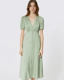 Robe longue jacquard cœur vert