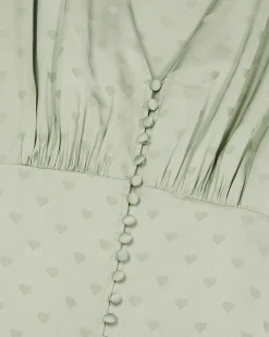 Robe longue jacquard cœur vert