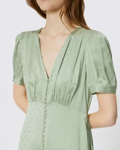 Robe longue jacquard cœur vert