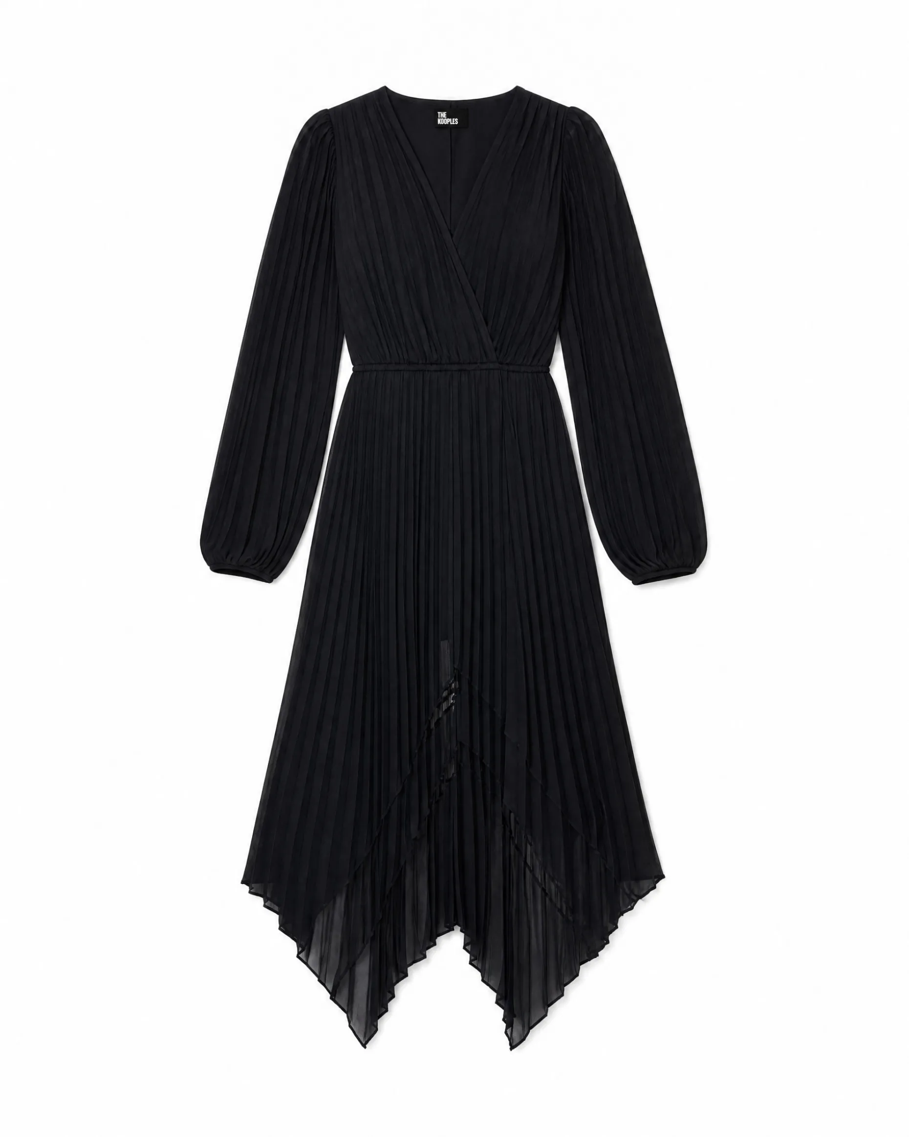 Robe longue plissée avec dentelle noire