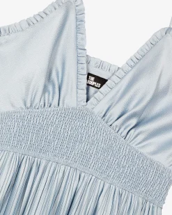Robe longue plissée bleue