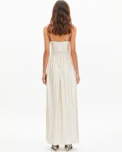 Robe longue plissée écrue