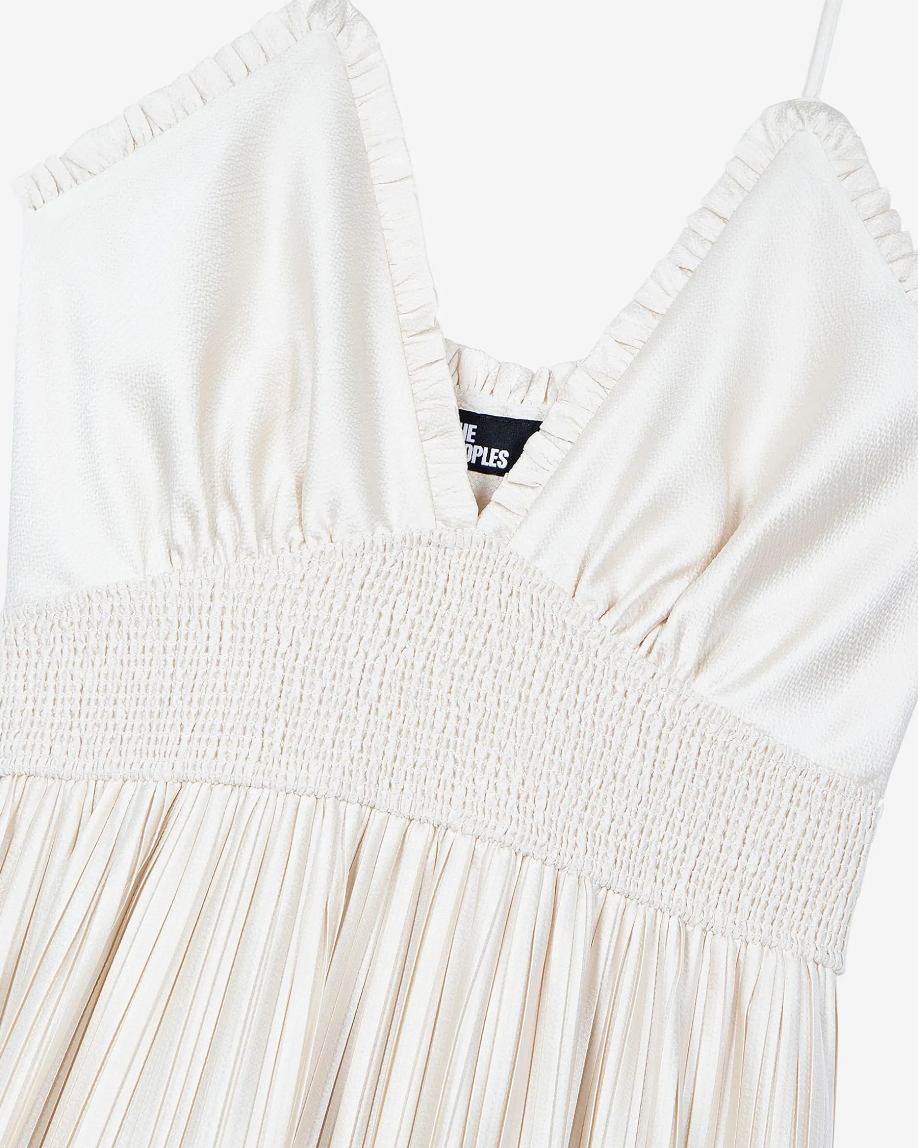 Robe longue plissée écrue