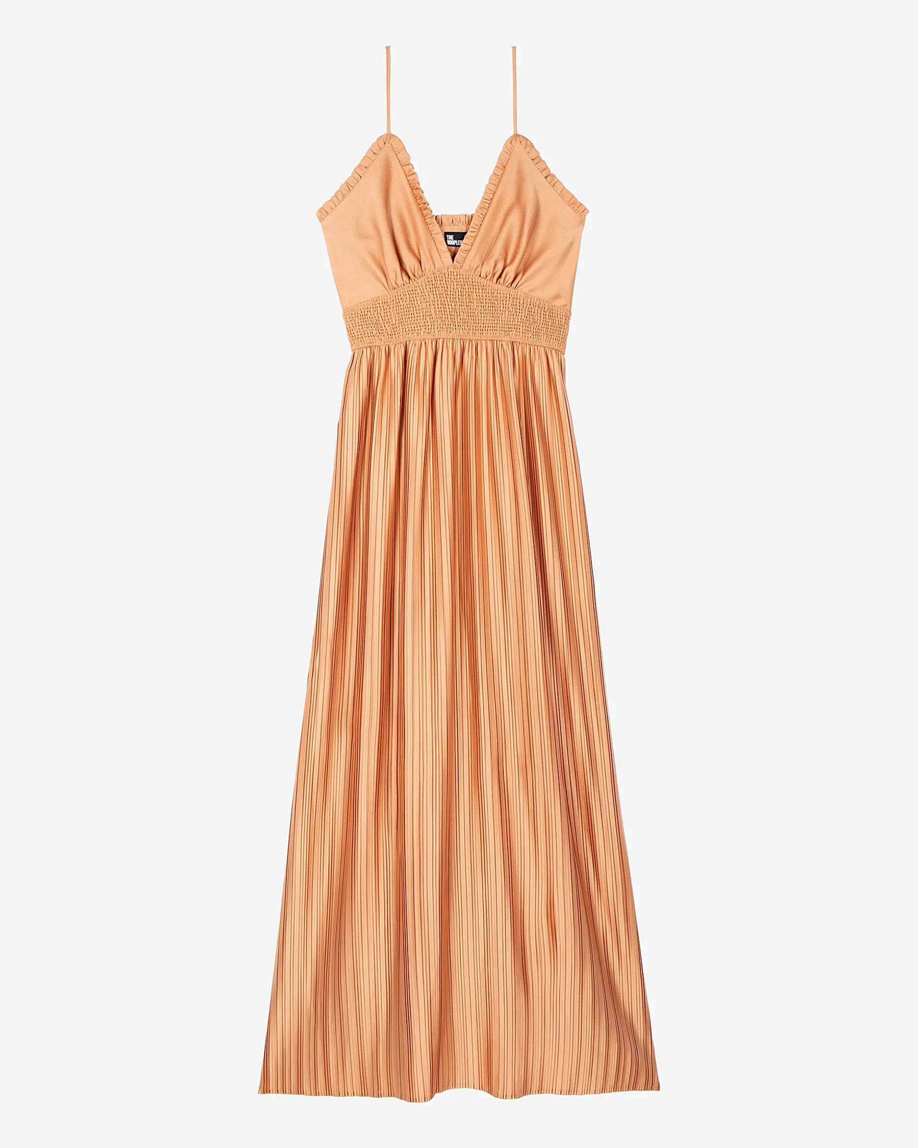 Robe longue plissée orange clair