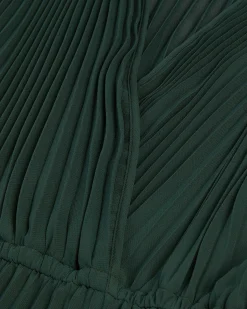 Robe longue plissée verte