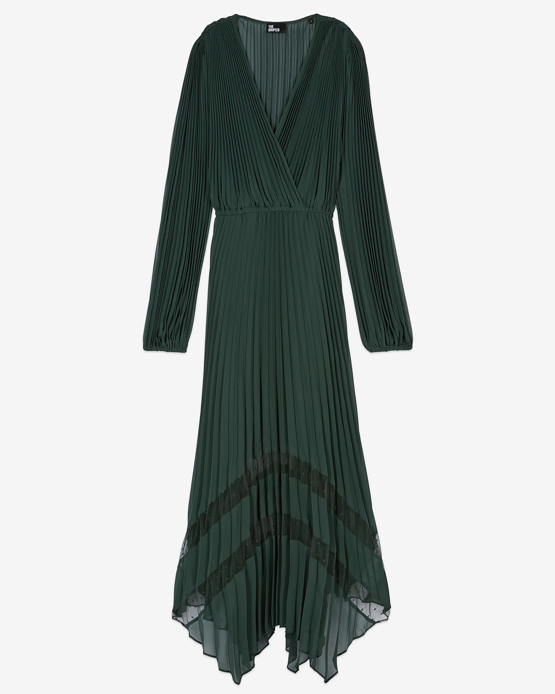 Robe longue plissée verte