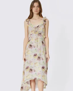 Robe longue volantée imprimé fleuri