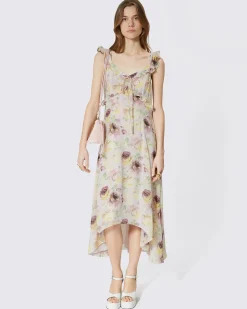 Robe longue volantée imprimé fleuri