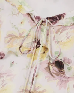 Robe longue volantée imprimé fleuri