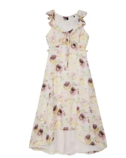 Robe longue volantée imprimé fleuri