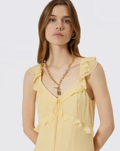 Robe longue volantée jaune