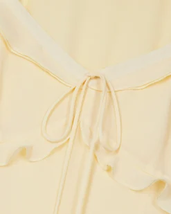 Robe longue volantée jaune