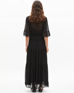 Robe longue volantée noire