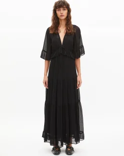 Robe longue volantée noire