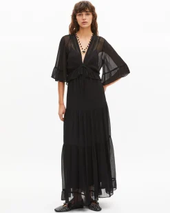 Robe longue volantée noire