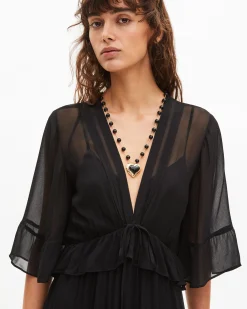 Robe longue volantée noire