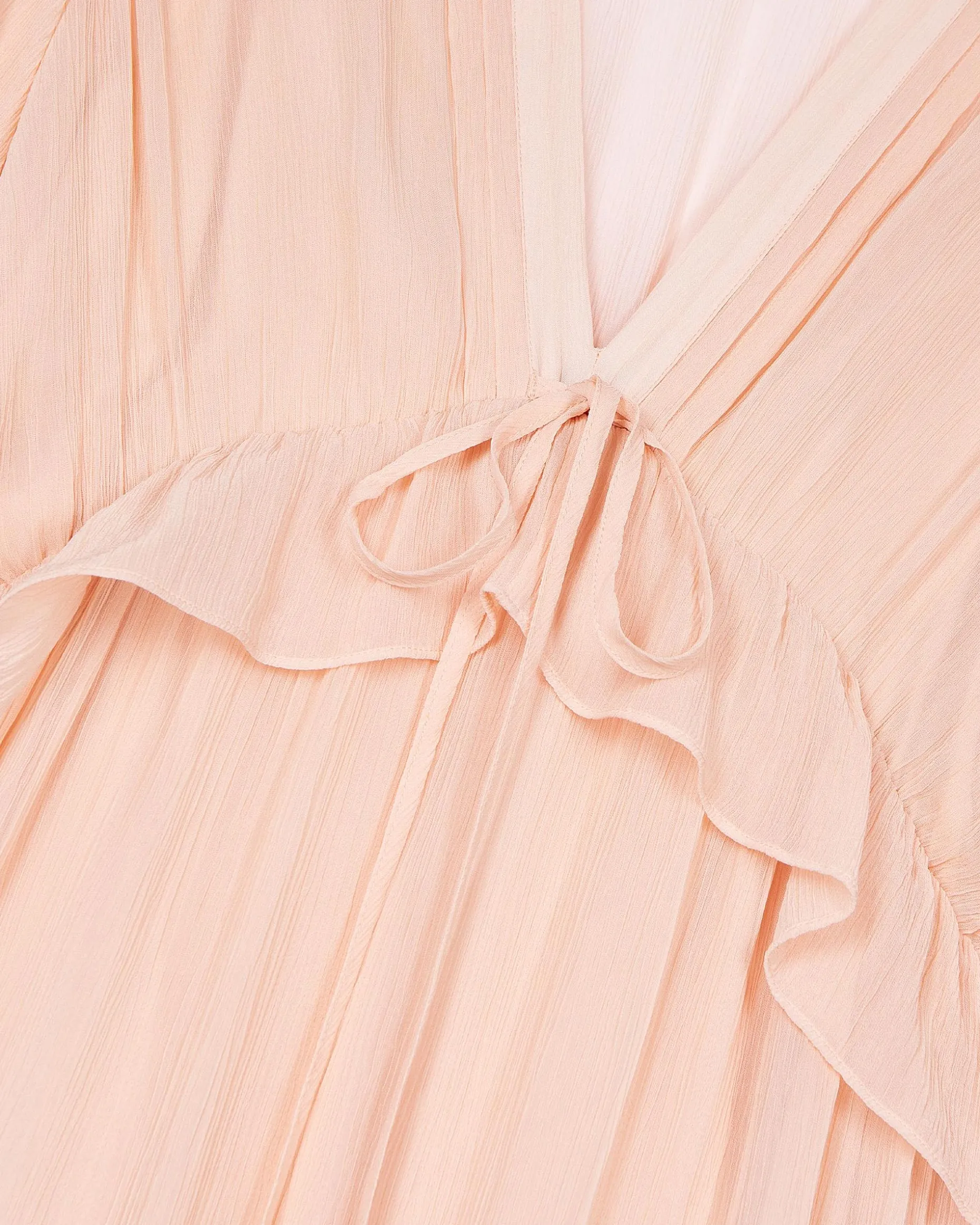 Robe longue volantée pêche