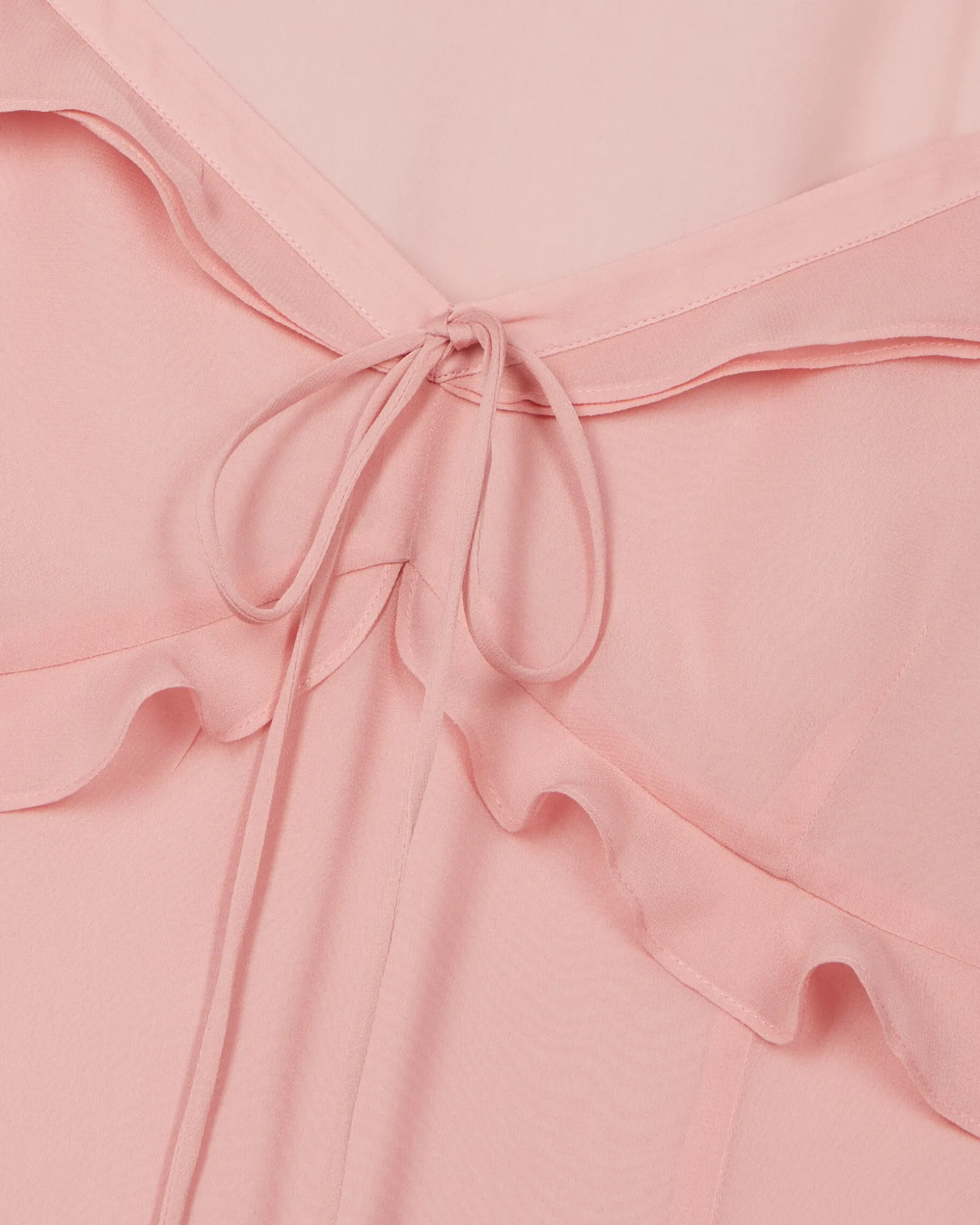 Robe longue volantée rose