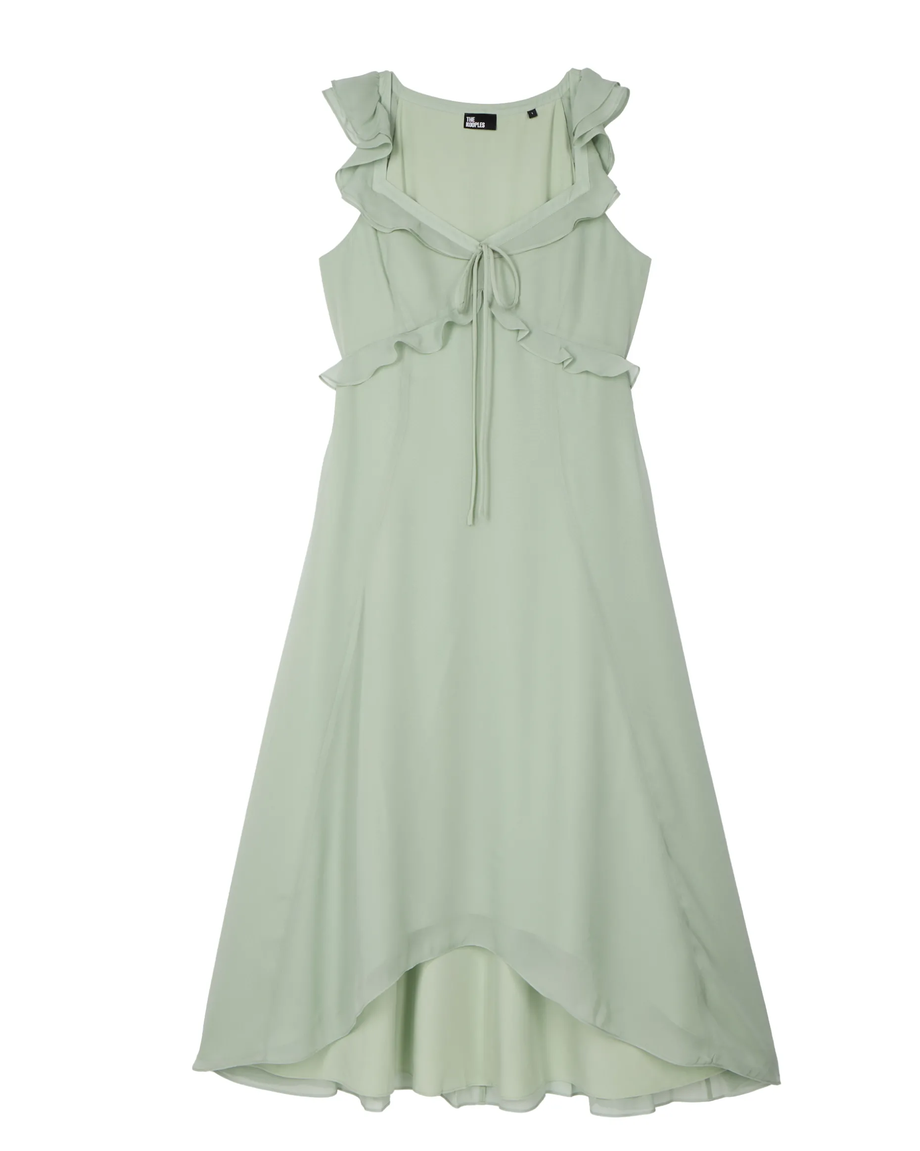 Robe longue volantée verte