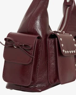 Sac Amelia en cuir craquelé bordeaux