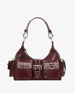 Sac Amelia en cuir craquelé bordeaux