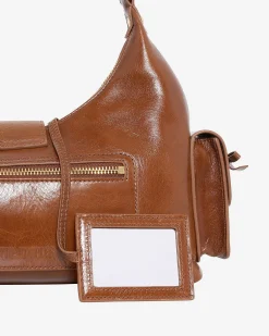 Sac Amelia en cuir craquelé marron
