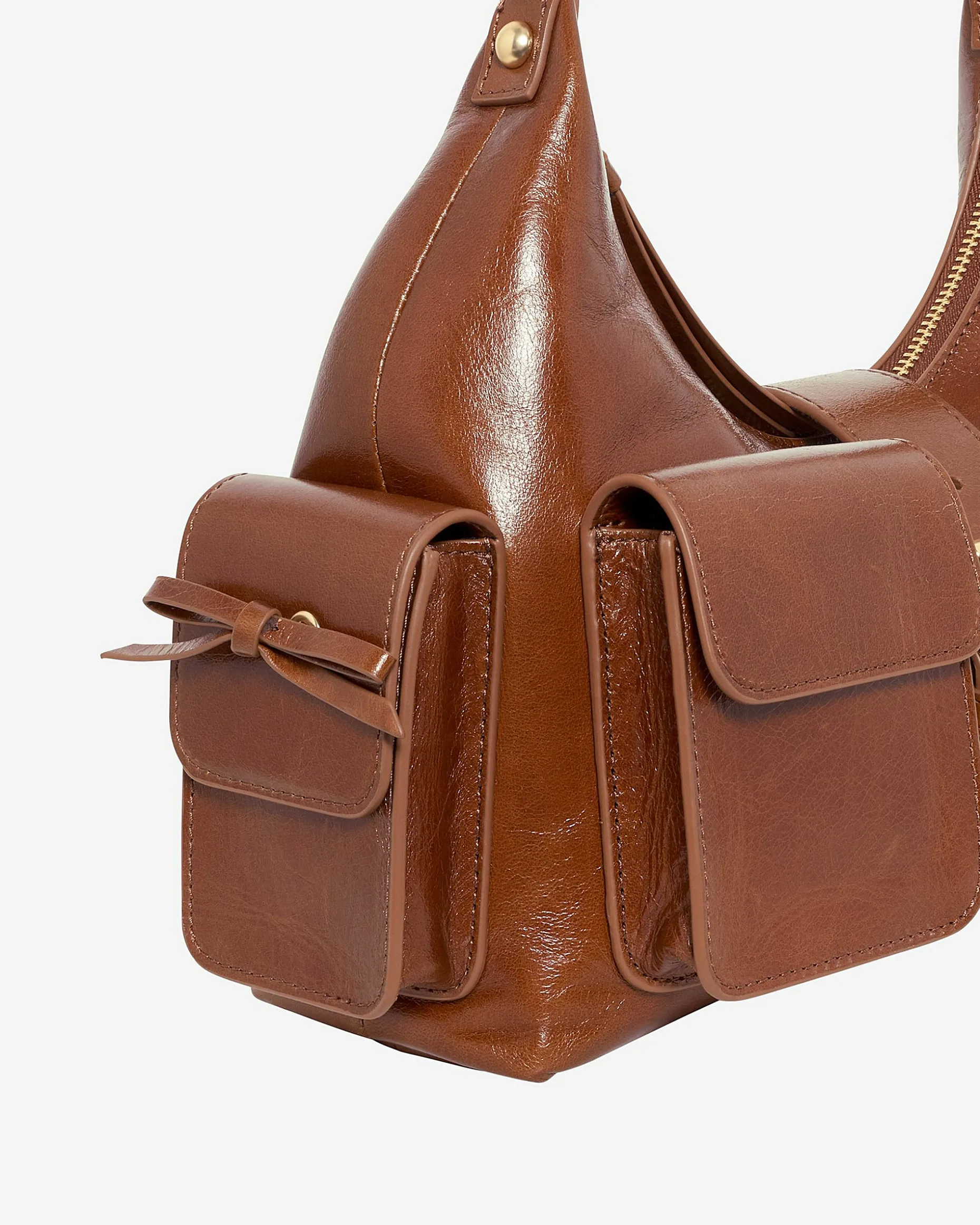 Sac Amelia en cuir craquelé marron
