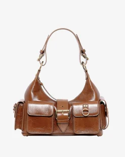 Sac Amelia en cuir craquelé marron