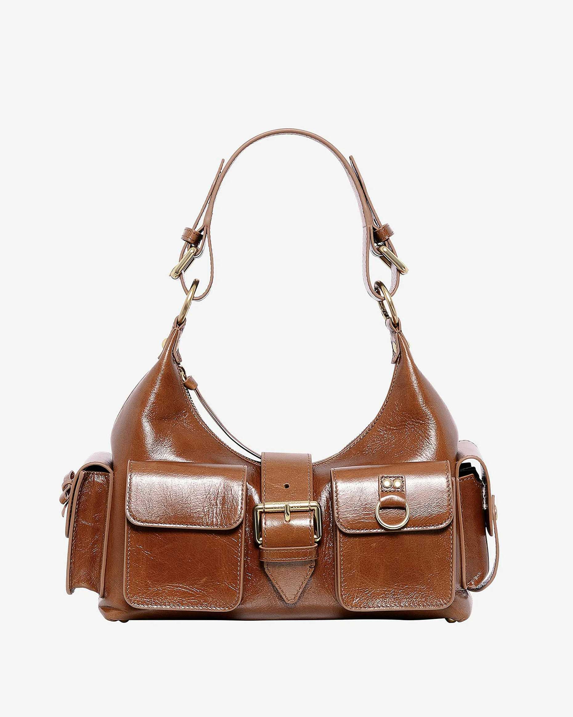 Sac Amelia en cuir craquelé marron