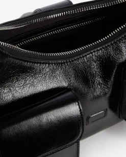 Sac Amelia en cuir craquelé noir