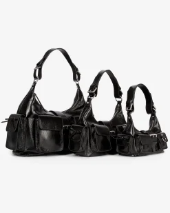 Sac Amelia en cuir craquelé noir