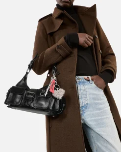 Sac Amelia en cuir craquelé noir