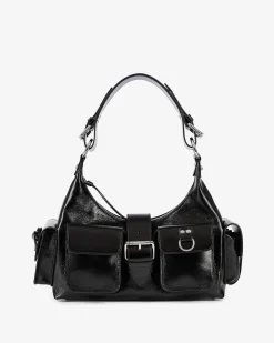 Sac Amelia en cuir craquelé noir