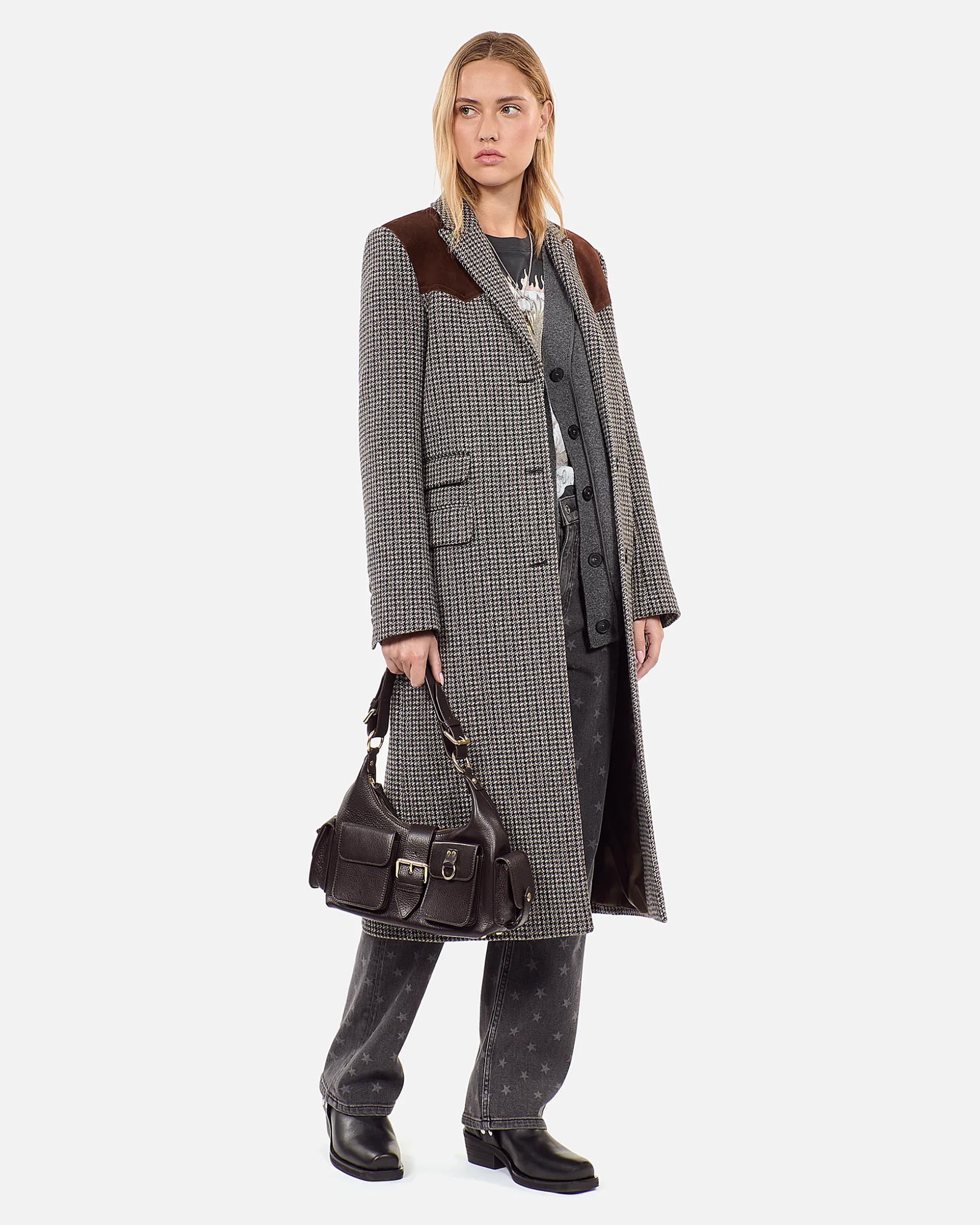 Sac Amelia en cuir grainé marron