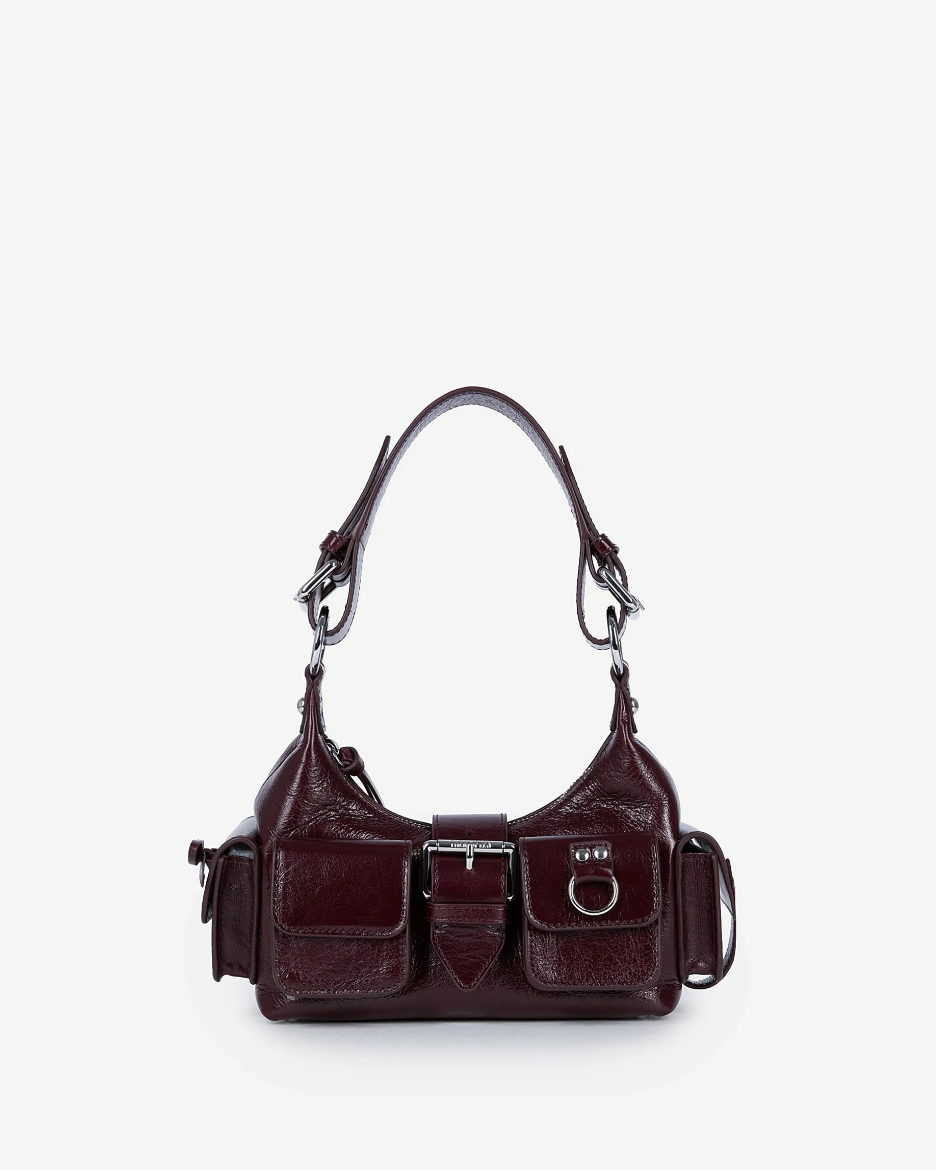 Sac Amelia small en cuir craquelé bordeaux