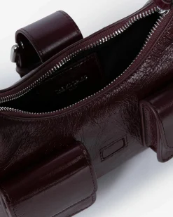 Sac Amelia small en cuir craquelé bordeaux