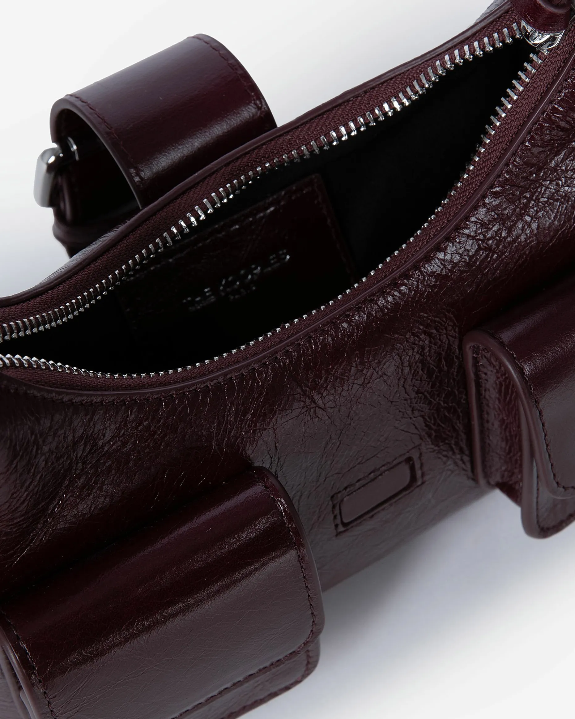 Sac Amelia small en cuir craquelé bordeaux