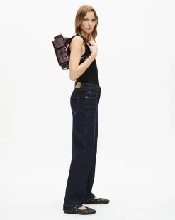 Sac Amelia small en cuir craquelé bordeaux