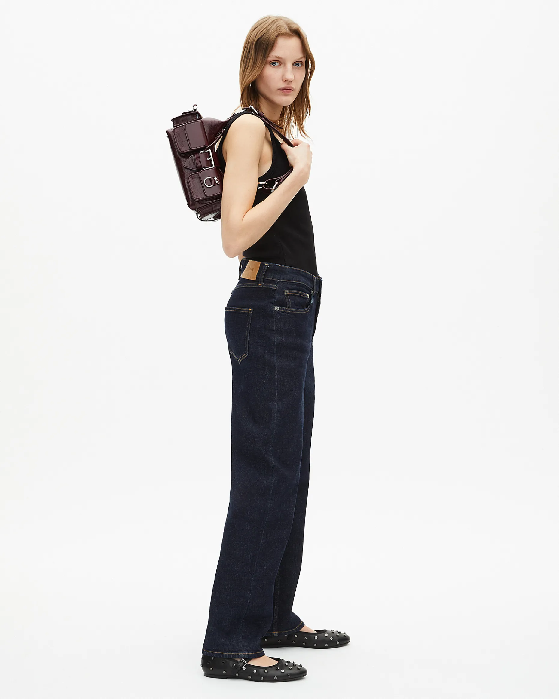 Sac Amelia small en cuir craquelé bordeaux