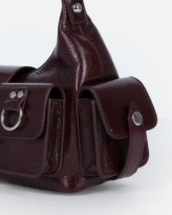 Sac Amelia small en cuir craquelé bordeaux
