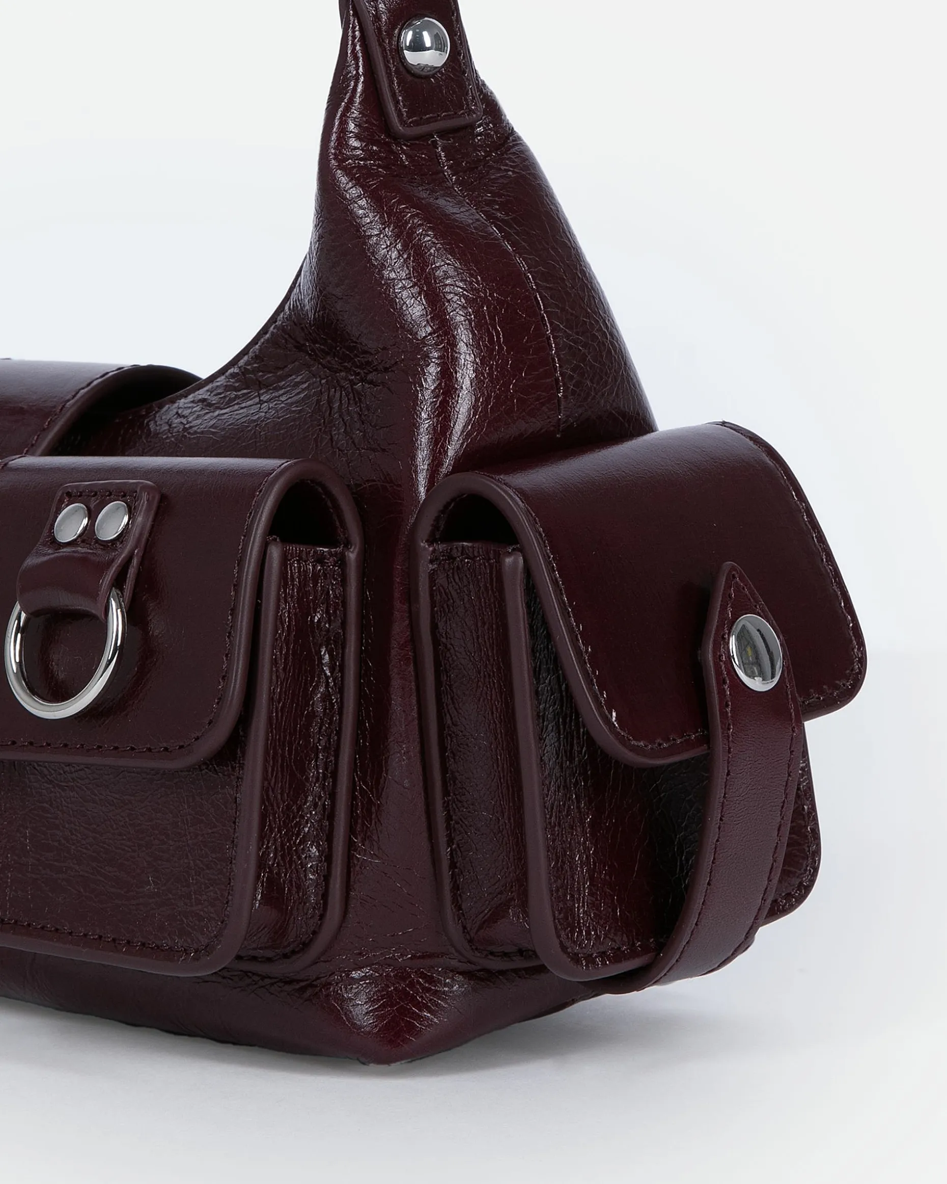 Sac Amelia small en cuir craquelé bordeaux