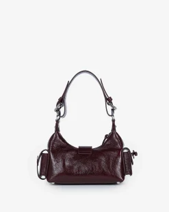 Sac Amelia small en cuir craquelé bordeaux