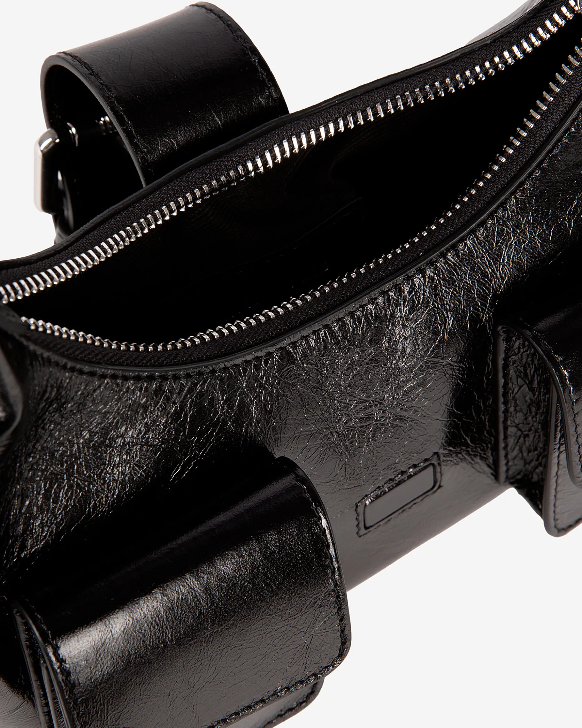Sac Amelia small en cuir craquelé noir