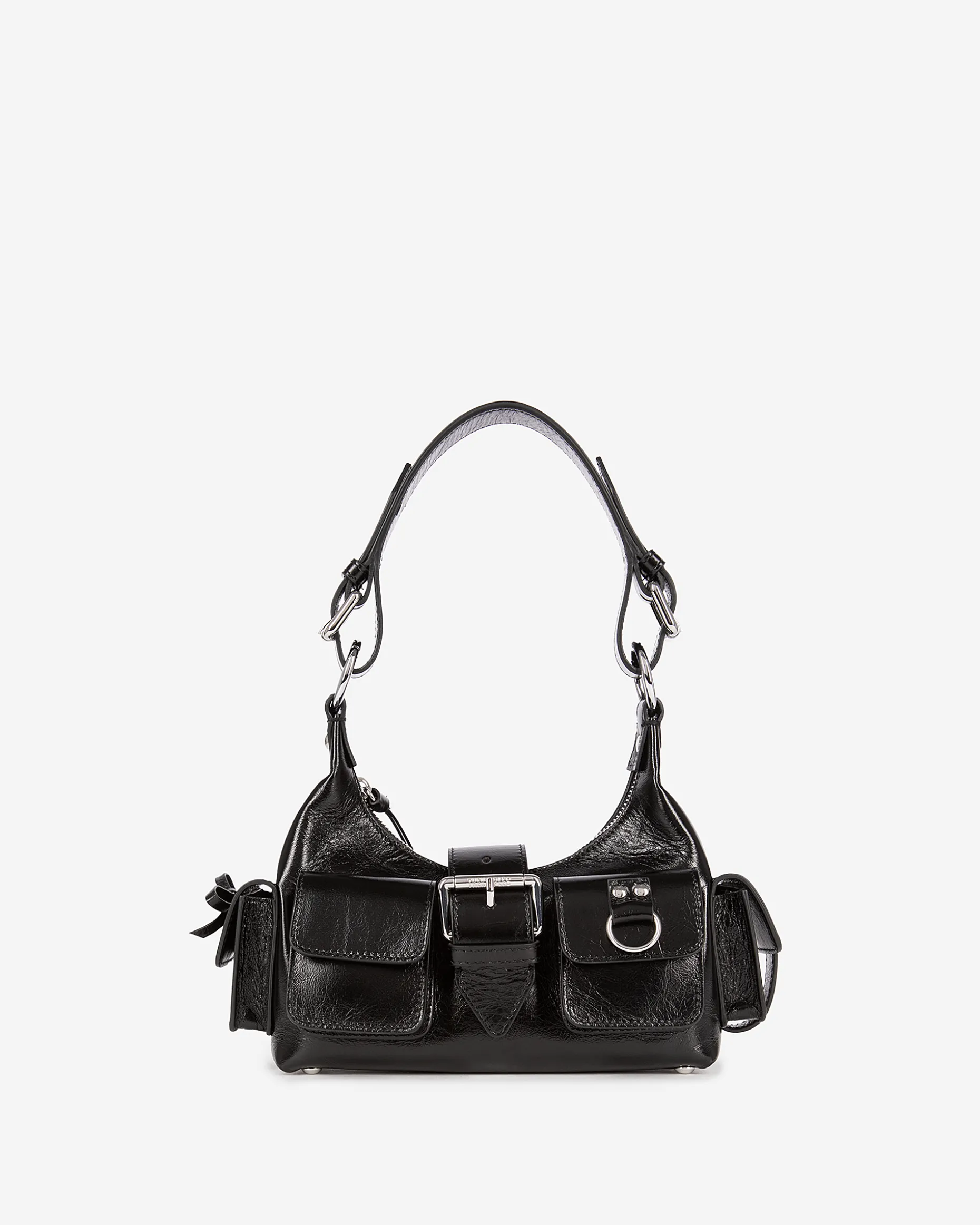 Sac Amelia small en cuir craquelé noir